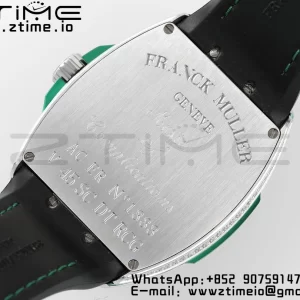 Franck Muller Vanguard V45 SS ABF Best Edition Black Dial Green Inner Bezel Diamonds Bezel on Black Leather Strap A2824 - Super Clone Watch | 1:1 Best Version