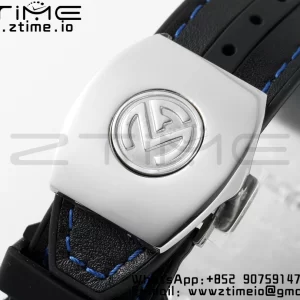 Franck Muller Vanguard V45 SS ABF Best Edition Black Dial Blue Inner Bezel Diamonds Bezel on Black Leather Strap A2824 - Super Clone Watch | 1:1 Best Version
