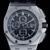 AP ロイヤルオーク オフショア 44mm SS APF 1:1 ベストエディション ブラックレザーストラップ ブラックチェッカーダイヤル A3126 - スーパークローンウォッチ｜1:1 ベストバージョン