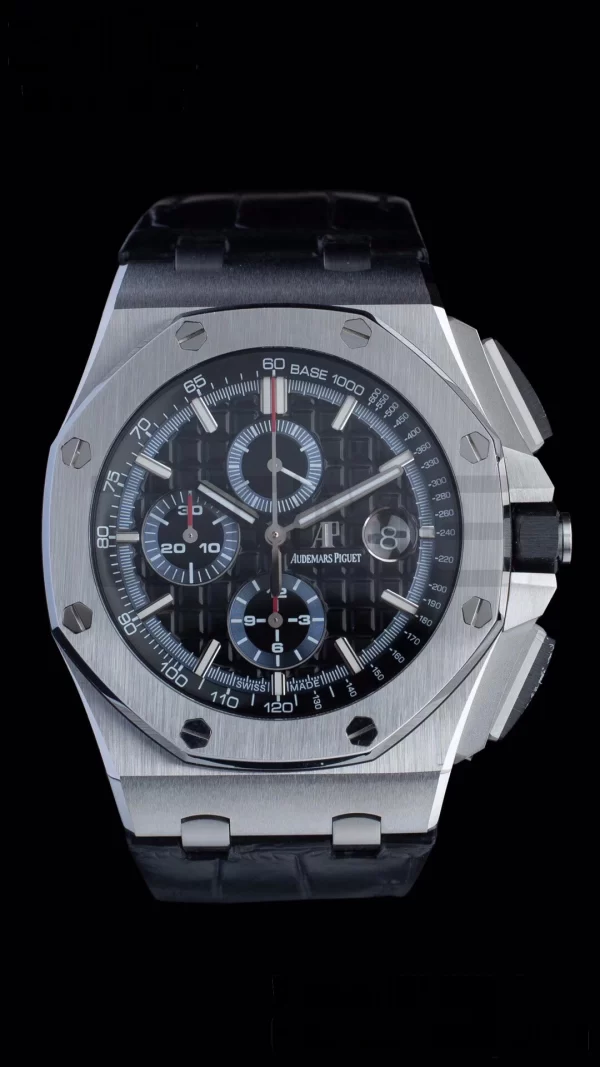 AP Royal Oak Offshore 44mm SS APF 1:1 Best Edition Black Checkered Dial on Black Leather Strap A3126 - Super Clone Watch | 1:1 Best Version