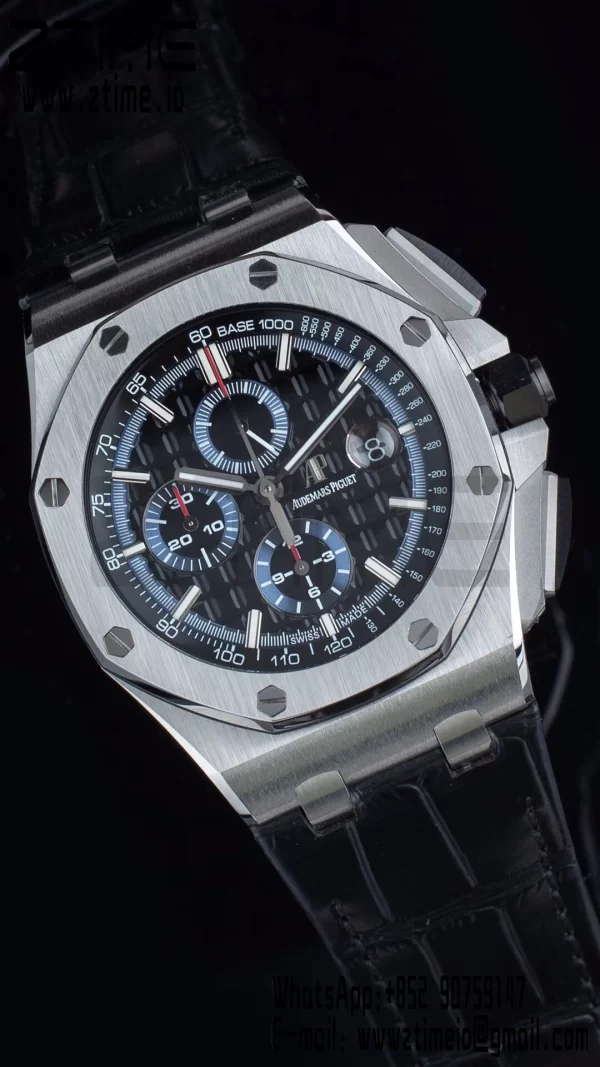 AP Royal Oak Offshore 44mm SS APF 1:1 Best Edition Black Checkered Dial on Black Leather Strap A3126 - Super Clone Watch | 1:1 Best Version