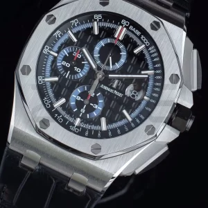 AP Royal Oak Offshore 44mm SS APF 1:1 Best Edition Black Checkered Dial on Black Leather Strap A3126 - Super Clone Watch | 1:1 Best Version