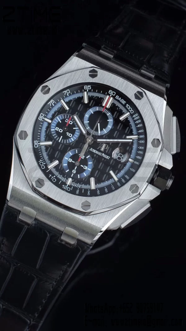 AP Royal Oak Offshore 44mm SS APF 1:1 Best Edition Black Checkered Dial on Black Leather Strap A3126 - Super Clone Watch | 1:1 Best Version