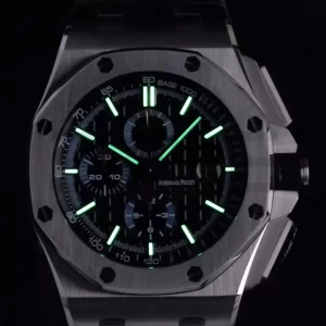 AP Royal Oak Offshore 44mm SS APF 1:1 Best Edition Black Checkered Dial on Black Leather Strap A3126 - Super Clone Watch | 1:1 Best Version
