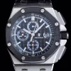 AP Royal Oak Offshore 44mm SS APF 1:1 Best Edition Black Checkered Dial Ceramic Bezel on Black Leather Strap A3126 - Super Clone Watch | 1:1 Best Version
