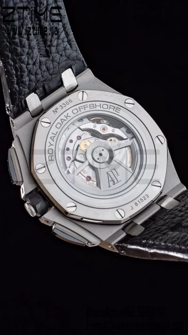 AP Royal Oak Offshore 44mm SS APF 1:1 Best Edition Cadran negru în carouri Lună ceramică pe curea din piele neagră A3126 - Super Clone Watch | 1:1 Best Version