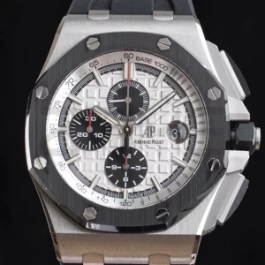 AP Royal Oak Offshore 44mm SS Ceramic Bezel APF 1:1 Best Edition White Dial on Rubber Strap A3126 - Super Clone Watch | 1:1 Best Version