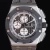 AP Royal Oak Offshore 44mm SS Black Ceramic Bezel APF 1:1 Best Edition Black/White Dial on Gray Rubber Strap A3126 - Super Clone Watch | 1:1 Best Version
