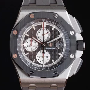 AP Royal Oak Offshore 44mm SS Black Ceramic Bezel APF 1:1 Best Edition Black/White Dial on Gray Rubber Strap A3126 - Super Clone Watch | 1:1 Best Version