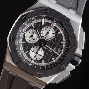 AP Royal Oak Offshore 44mm SS Black Ceramic Bezel APF 1:1 Best Edition Black/White Dial on Gray Rubber Strap A3126 - Super Clone Watch | 1:1 Best Version