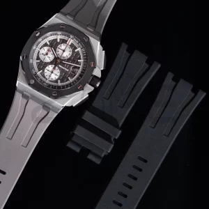 AP Royal Oak Offshore 44mm SS Black Ceramic Bezel APF 1:1 Best Edition Black/White Dial on Gray Rubber Strap A3126 - Super Clone Watch | 1:1 Best Version