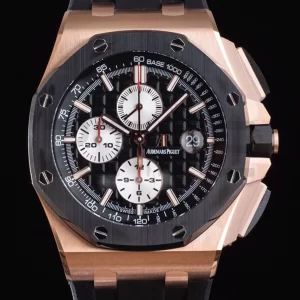 AP Royal Oak Offshore 44mm RG Ceramic Bezel APF 1:1 Best Edition Black/White Dial on Rubber Strap A3126 - Super Clone Watch | 1:1 Best Version