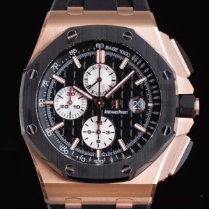 AP Royal Oak Offshore 44mm RG Ceramic Bezel APF 1:1 Best Edition Black/White Dial on Rubber Strap A3126 - Super Clone Watch | 1:1 Best Version