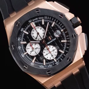 AP Royal Oak Offshore 44mm RG Ceramic Bezel APF 1:1 Best Edition Black/White Dial on Rubber Strap A3126 - Super Clone Watch | 1:1 Best Version