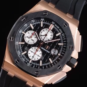AP Royal Oak Offshore 44mm RG Ceramic Bezel APF 1:1 Best Edition Black/White Dial on Rubber Strap A3126 - Super Clone Watch | 1:1 Best Version