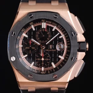 AP Royal Oak Offshore 44mm RG Ceramic Bezel APF 1:1 Best Edition Black Dial on Rubber Strap A3126 - Super Clone Watch | 1:1 Best Version