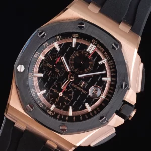 AP Royal Oak Offshore 44mm RG Ceramic Bezel APF 1:1 Best Edition Black Dial on Rubber Strap A3126 - Super Clone Watch | 1:1 Best Version