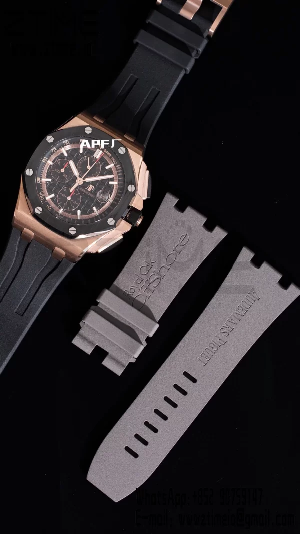 AP Royal Oak Offshore 44mm RG Ceramic Bezel APF 1:1 Best Edition Black Dial on Rubber Strap A3126 - Super Clone Watch | 1:1 Best Version