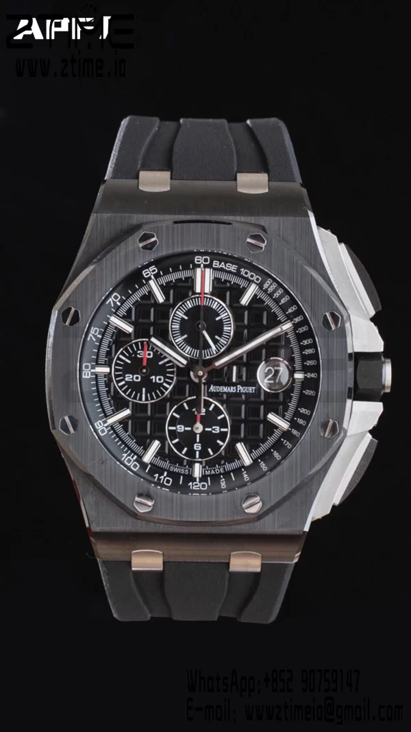AP Royal Oak Offshore 44mm Black Ceramic Case APF 1:1 Best Edition Black Dial on Black Rubber Strap A3126 - Super Clone Watch | 1:1 Best Version