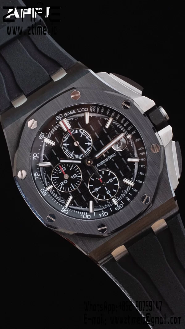 AP Royal Oak Offshore 44mm Black Ceramic Case APF 1:1 Best Edition Black Dial on Black Rubber Strap A3126 - Super Clone Watch | 1:1 Best Version