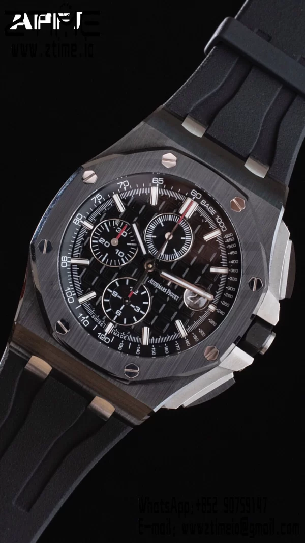 AP Royal Oak Offshore 44mm Black Ceramic Case APF 1:1 Best Edition Black Dial on Black Rubber Strap A3126 - Super Clone Watch | 1:1 Best Version
