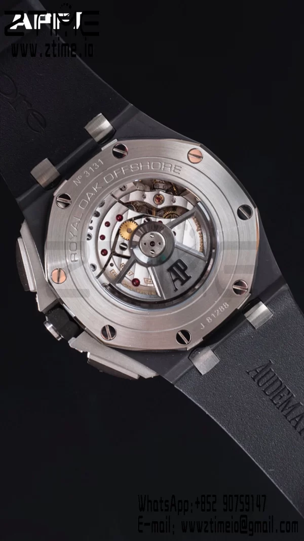 AP Royal Oak Offshore 44mm Cassa in ceramica nera APF 1:1 Best Edition Quadrante nero su cinturino in gomma nera A3126 - Orologio super clone | 1:1 Best Version