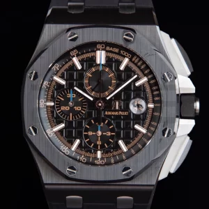 AP Royal Oak Offshore 44mm Black Ceramic APF 1:1 Best Edition Black Dial on Rubber Strap A3126 - Super Clone Watch | 1:1 Best Version