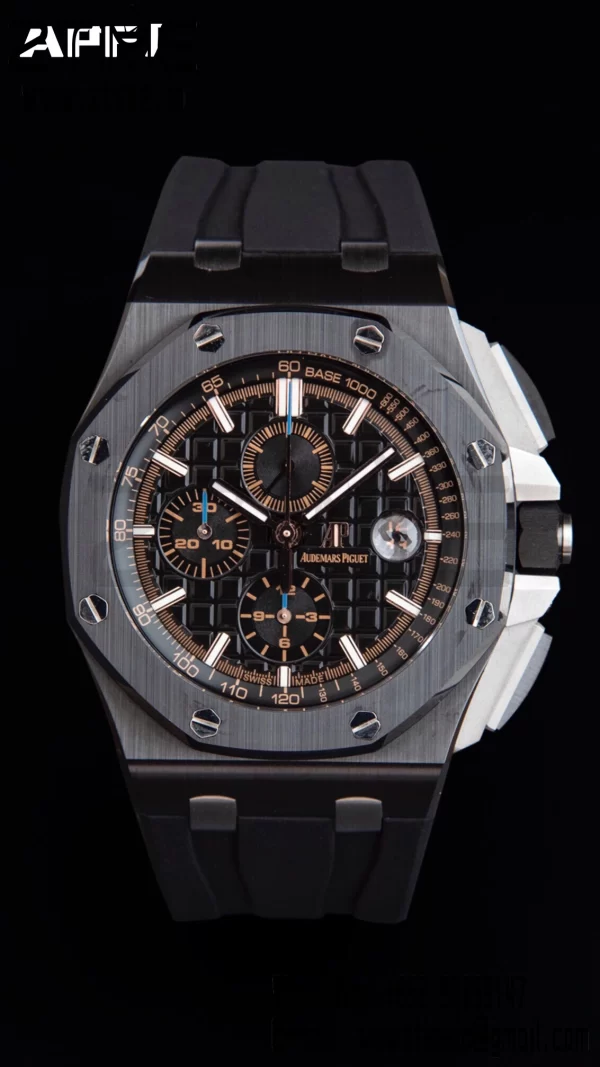 AP Royal Oak Offshore 44mm Ceramica Nera APF 1:1 Best Edition Quadrante Nero su Cinturino in Gomma A3126 - Orologio Super Clone | 1:1 Best Version
