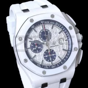 AP Royal Oak Offshore 44mm Λευκό Κεραμικό APF 1:1 Best Edition Λευκό καντράν με καουτσούκ λουράκι A3126 - Super Clone Watch | 1:1 Best Version