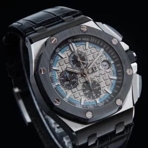 AP Royal Oak Offshore 42mm SS APF 1:1 Best Edition Grey Checkered Dial Ceramic Bezel on Black Leather Strap A3126 - Super Clone Watch | 1:1 Best Version