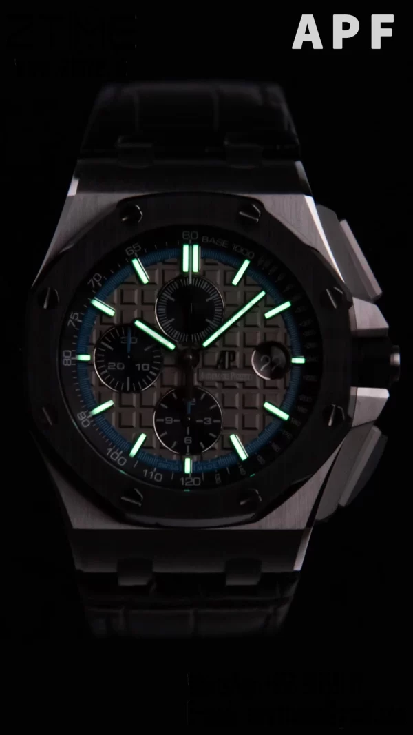 AP Royal Oak Offshore 42mm SS APF 1:1 Best Edition Grey Checkered Dial Ceramic Bezel on Black Leather Strap A3126 - Super Clone Watch | 1:1 Best Version
