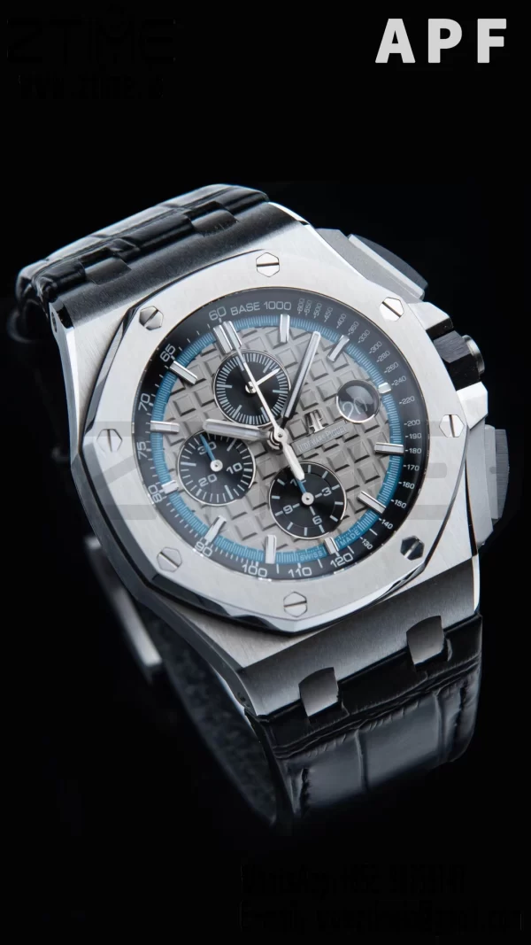 AP ロイヤルオーク オフショア 42mm SS APF 1:1 ベスト・エディション ブラックレザーストラップ グレー・チェッカーダイヤル A3126 - スーパークローン・ウォッチ｜1:1 ベスト・バージョン
