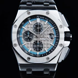 AP Royal Oak Offshore 42mm SS APF 1:1 Best Edition Grey Checkered Dial on Black Leather Strap A3126 - Super Clone Watch | 1:1 Best Version