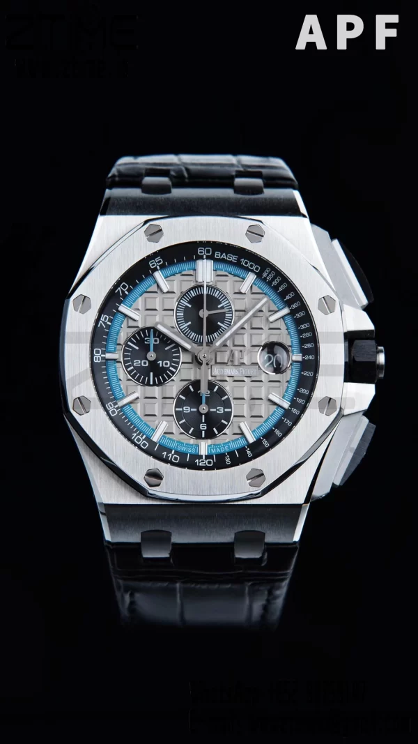 AP ロイヤルオーク オフショア 42mm SS APF 1:1 ベスト・エディション ブラックレザーストラップ グレー・チェッカーダイヤル A3126 - スーパークローン・ウォッチ｜1:1 ベスト・バージョン
