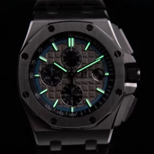 AP ロイヤルオーク オフショア 42mm SS APF 1:1 ベスト・エディション ブラックレザーストラップ グレー・チェッカーダイヤル A3126 - スーパークローン・ウォッチ｜1:1 ベスト・バージョン