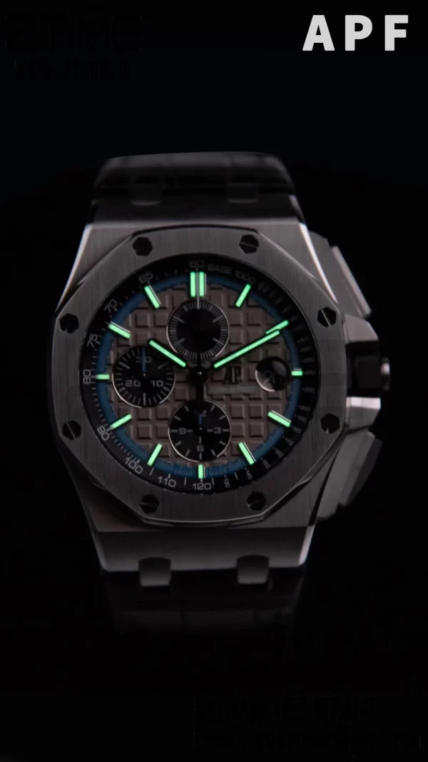 AP ロイヤルオーク オフショア 42mm SS APF 1:1 ベスト・エディション ブラックレザーストラップ グレー・チェッカーダイヤル A3126 - スーパークローン・ウォッチ｜1:1 ベスト・バージョン