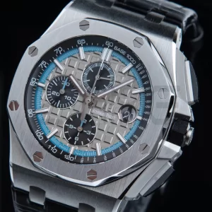 AP ロイヤルオーク オフショア 42mm SS APF 1:1 ベスト・エディション ブラックレザーストラップ グレー・チェッカーダイヤル A3126 - スーパークローン・ウォッチ｜1:1 ベスト・バージョン