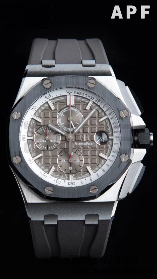 AP Royal Oak Offshore 44 mm sort keramik APF 1:1 Best Edition grå urskive på sort gummirem A3126 - Super Clone Watch | 1:1 Best Version