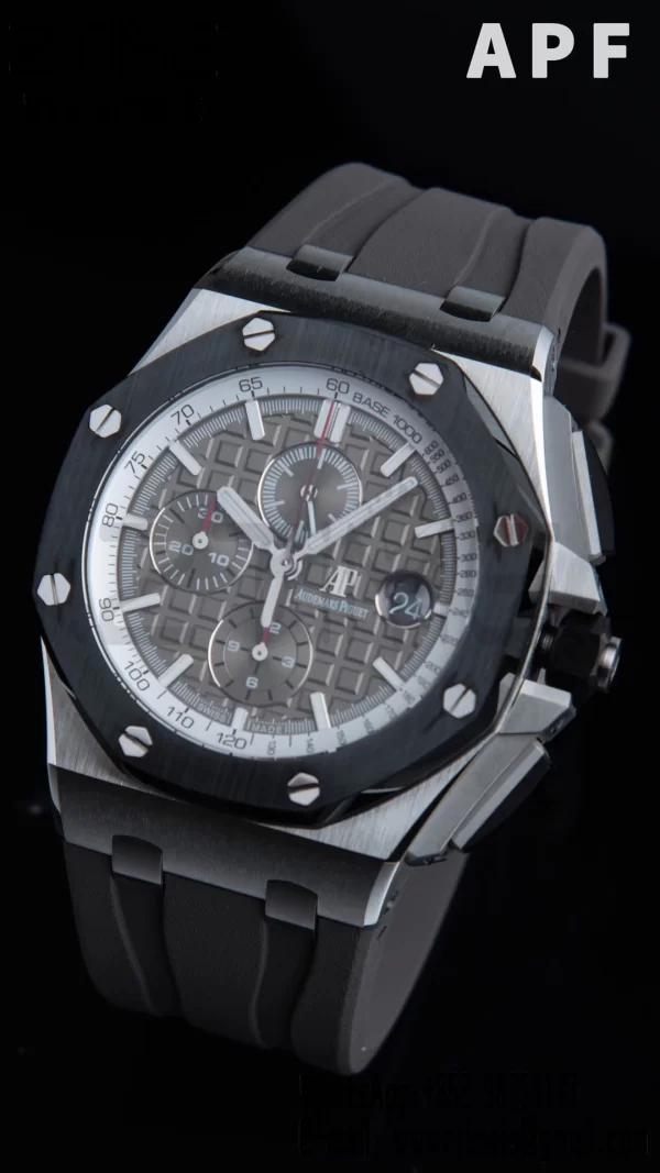 AP Royal Oak Offshore 44 mm sort keramik APF 1:1 Best Edition grå urskive på sort gummirem A3126 - Super Clone Watch | 1:1 Best Version