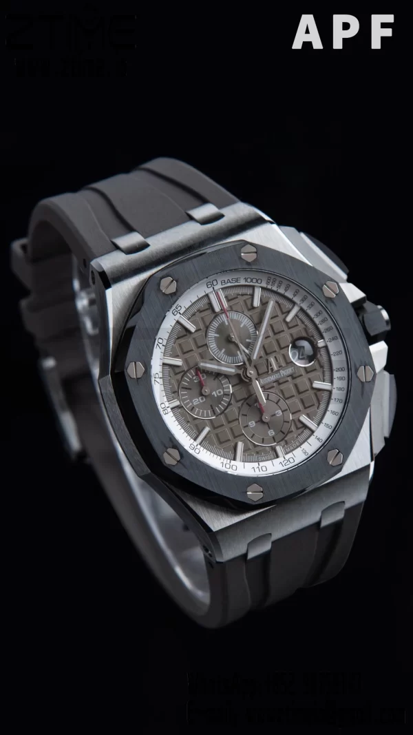 AP Royal Oak Offshore 44 mm sort keramik APF 1:1 Best Edition grå urskive på sort gummirem A3126 - Super Clone Watch | 1:1 Best Version