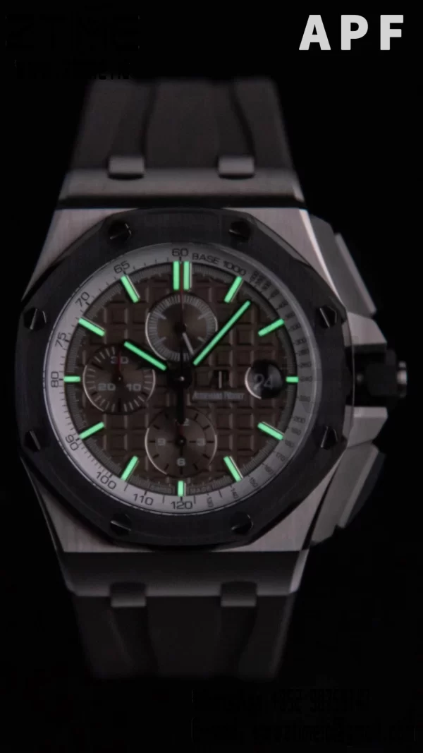 AP Royal Oak Offshore 44 mm sort keramik APF 1:1 Best Edition grå urskive på sort gummirem A3126 - Super Clone Watch | 1:1 Best Version