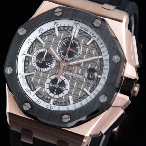 AP Royal Oak Offshore 44mm RG Keraaminen Kehys APF 1:1 Best Edition Harmaa Dial kumihihna A3126 - Super Clone Watch | 1:1 Paras versio
