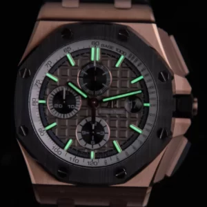 AP Royal Oak Offshore 44mm RG Keraaminen Kehys APF 1:1 Best Edition Harmaa Dial kumihihna A3126 - Super Clone Watch | 1:1 Paras versio