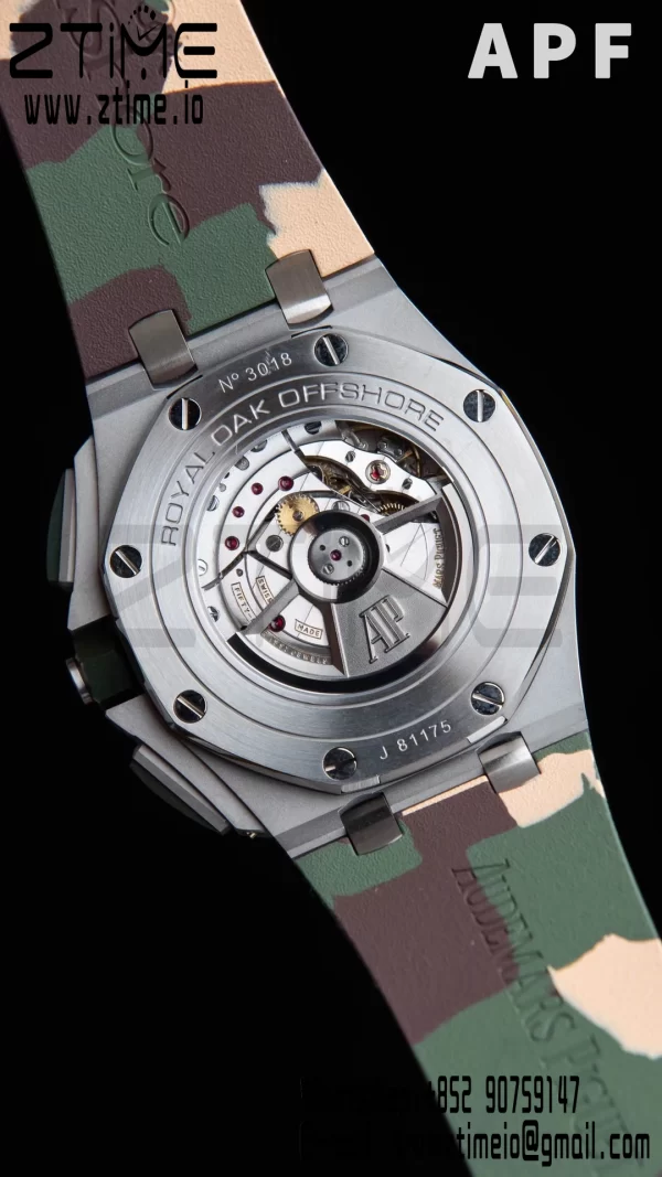AP Royal Oak Offshore 44mm SS Green Ceramic Bezel APF 1:1 Best Edition Green/Silver Dial on Camo Rubber Strap A7750 - Super Clone Watch | 1:1 Best Version