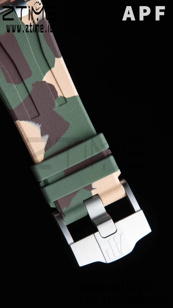 AP Royal Oak Offshore 44mm SS Green Ceramic Bezel APF 1:1 Best Edition Green/Silver Dial on Camo Rubber Strap A7750 - Super Clone Watch | 1:1 Best Version