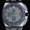 AP ロイヤルオーク オフショア 44mm SS ブラックセラミックベゼル APF 1:1 ベストエディション グレー/ブルーダイアル グレーラバーストラップ A3126 - スーパークローンウォッチ｜1:1 ベストバージョン