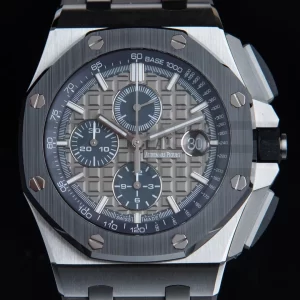 AP Royal Oak Offshore 44mm SS Black Ceramic Bezel APF 1:1 Best Edition Gray/Blue Dial on Gray Rubber Strap  A3126 - Super Clone Watch | 1:1 Best Version