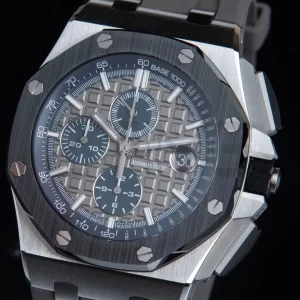 AP Royal Oak Offshore 44mm SS Black Ceramic Bezel APF 1:1 Best Edition Gray/Blue Dial on Gray Rubber Strap A3126 - Super Clone Watch | 1:1 Best Version