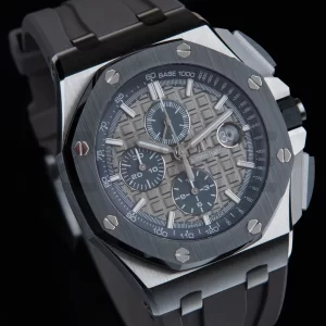 AP Royal Oak Offshore 44mm SS Black Ceramic Bezel APF 1:1 Best Edition Gray/Blue Dial on Gray Rubber Strap A3126 - Super Clone Watch | 1:1 Best Version