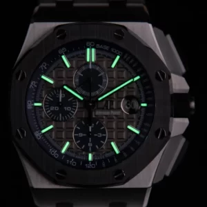 AP Royal Oak Offshore 44mm SS Black Ceramic Bezel APF 1:1 Best Edition Gray/Blue Dial on Gray Rubber Strap A3126 - Super Clone Watch | 1:1 Best Version